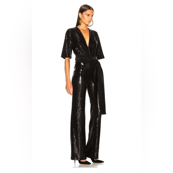 GALVAN- galaxy black sequin jumpsuit! US 2- NWT sold out everywhere!! - Picture 1 of 14